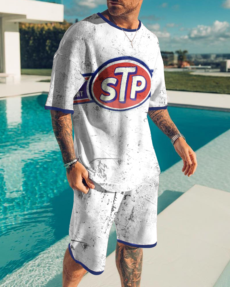 New Vintage Motor Oil Motorcycles Short Sleeve Suits