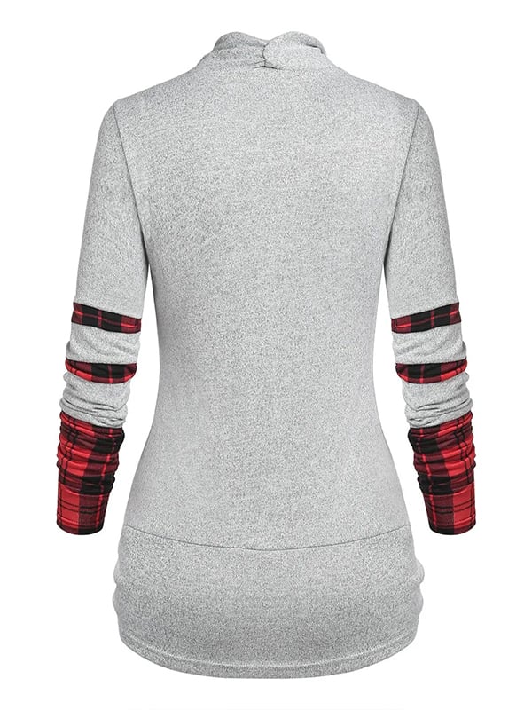 Women's Plaid Stitching Long Sleeve Sweatshirt