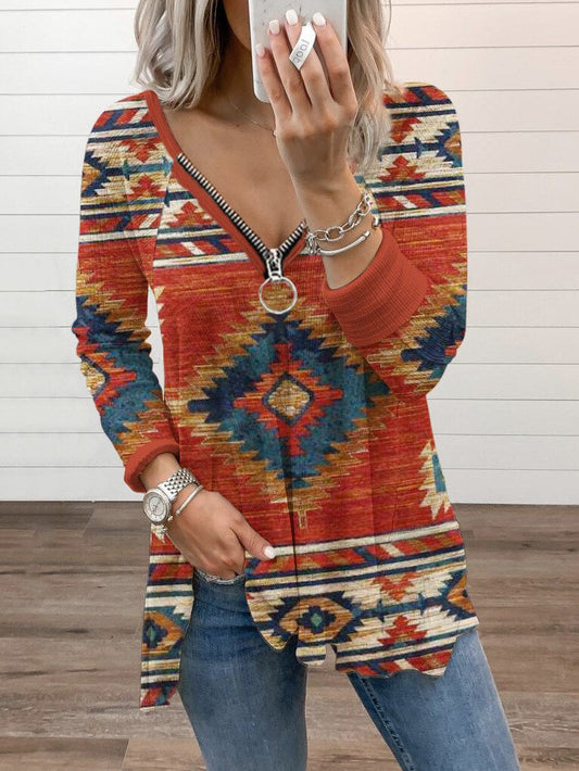 Women's Western Aztec Printed Tee Shirt