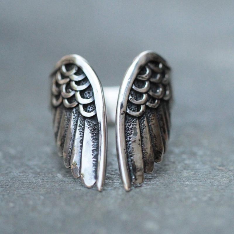 Vintage Opening Adjustable Angel Wings Ring