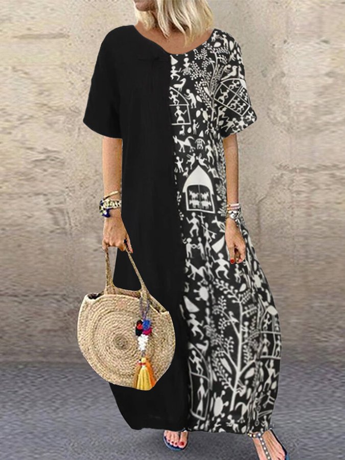 Retro Round Neck Dress