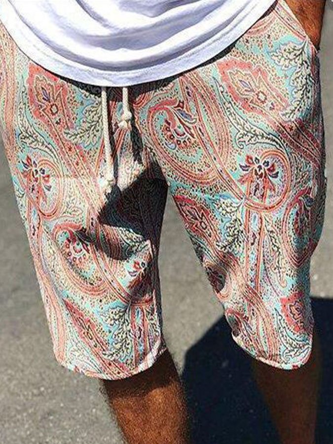Retro Print Casual Men's Five Points pants