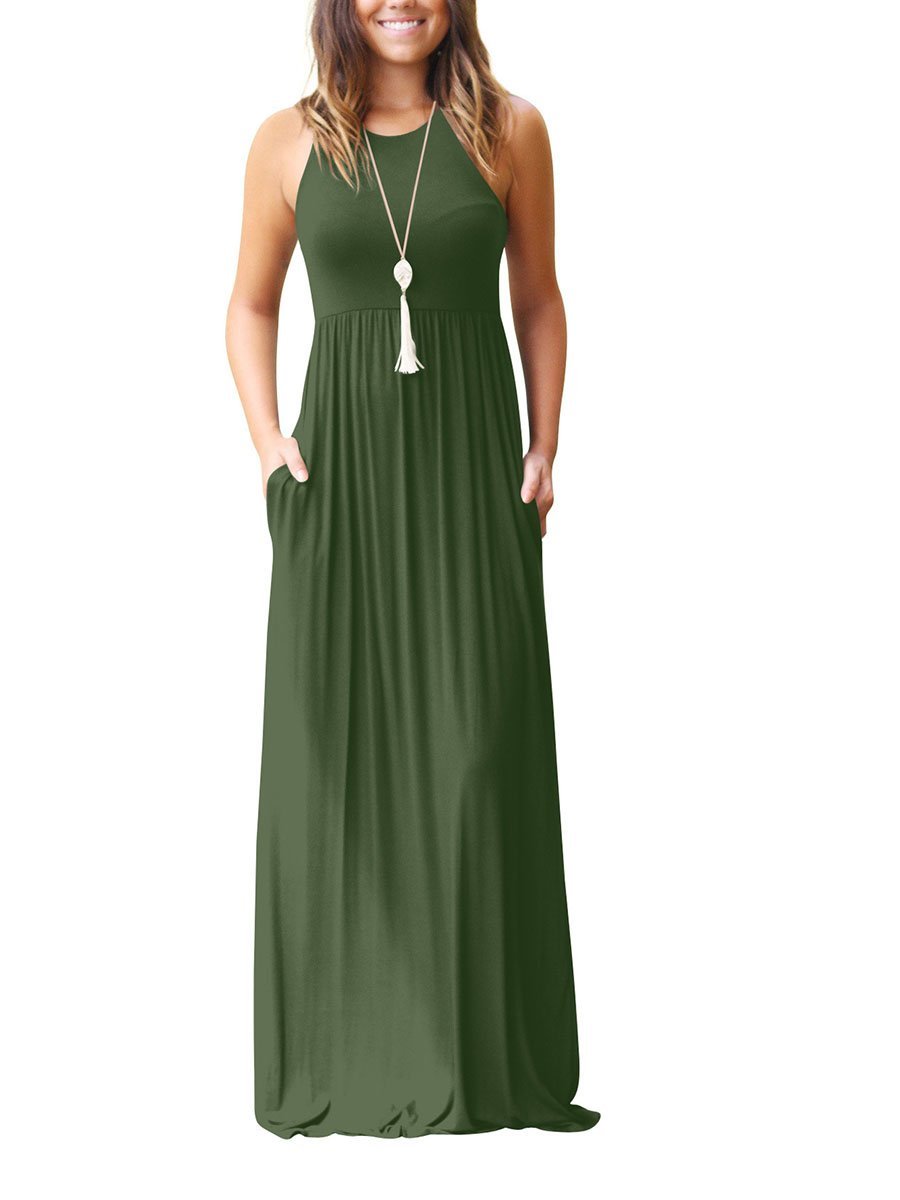 Sleeveless Solid Color Dress