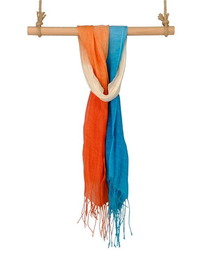 Women's Gradient Fringed Linen Scarf
