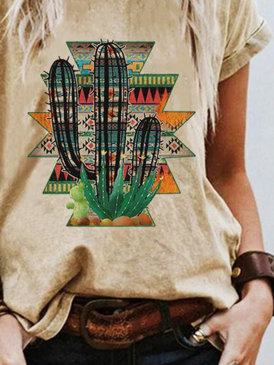 Vintage Cactus Print T-Shirt