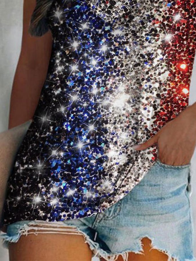 Star Stripe Print Tank Top