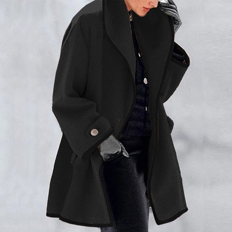 Sale 49% OFF-Hooded Color Block Woolen Coat