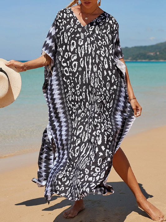 Ladies Spring Summer Beach Resort Style Loose Print Dress