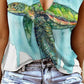 Turtle Print V-Neck Tank Top