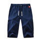 2022Men's Summer Plain Casual Cotton And Linen Cropped Trousers.Loose fitting and breathable
