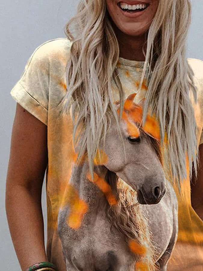 Vintage Print Horse T-Shirt