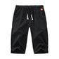 2022Men's Summer Plain Casual Cotton And Linen Cropped Trousers.Loose fitting and breathable