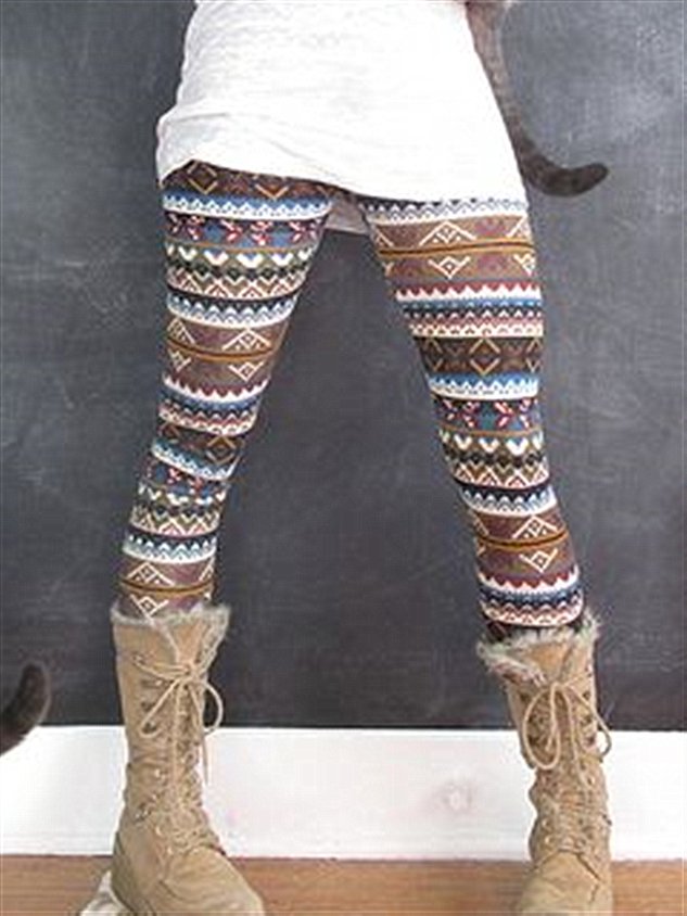 Retro Print Freizeithosen im Herbst&Winter