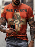 Mens retro motorcycle print T-shirt