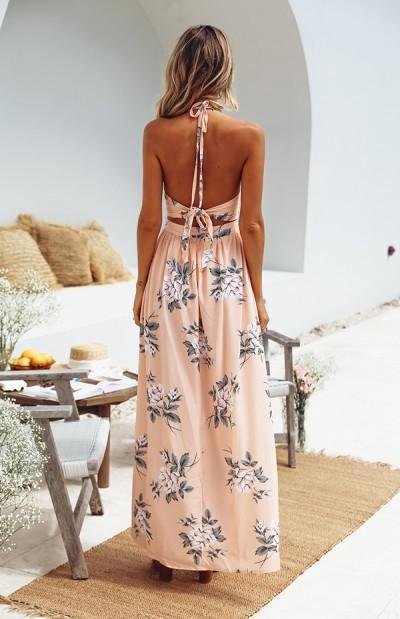 V-Neck Straps Floral Dress