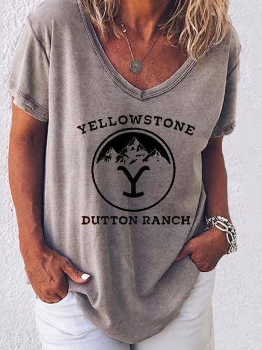 YELLOW DUTTON RANCH Printed T-shirt