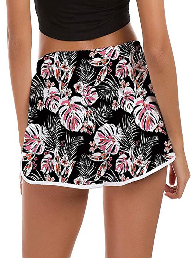 Printed Casual Lace-Up Shorts