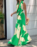 Fashion V-Neck Sleeveless Print Jumpsuit