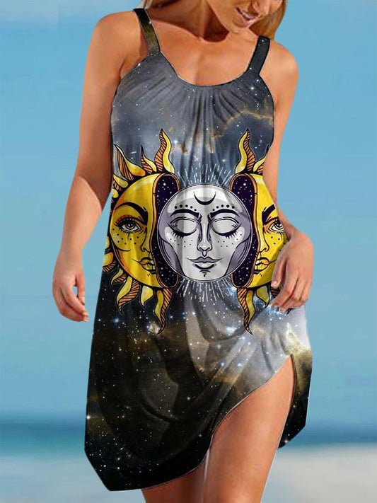 Sun Print Sexy Sling Beach Dress