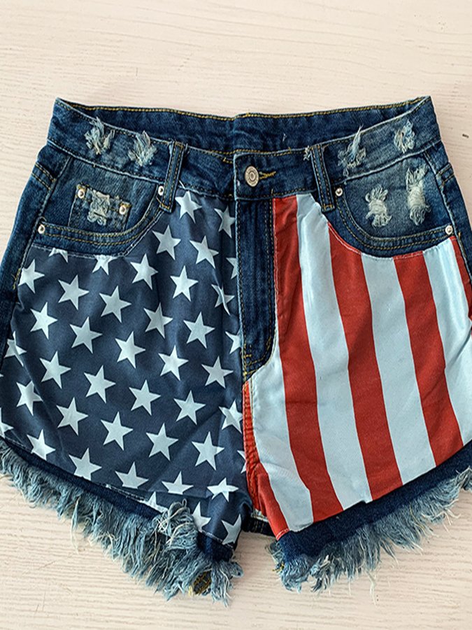Women's ripped denim shorts