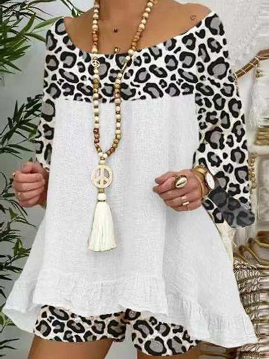 Women's Leopard Stitching Cotton Suit