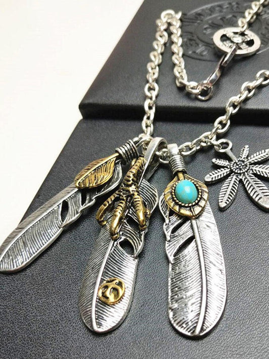 Feather Pendant Clavicle Necklace