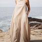Stand Collar With Back Crinkle Linen Maxi Dress