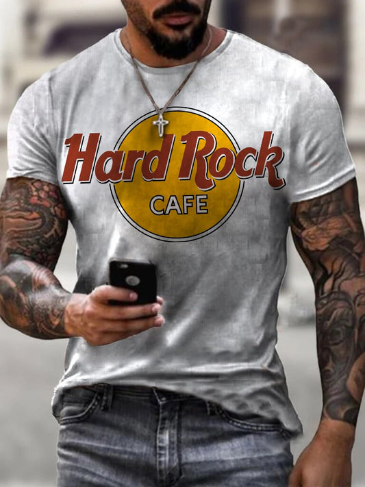 Mens Retro Hard Rock Cafe Printed T-shirt