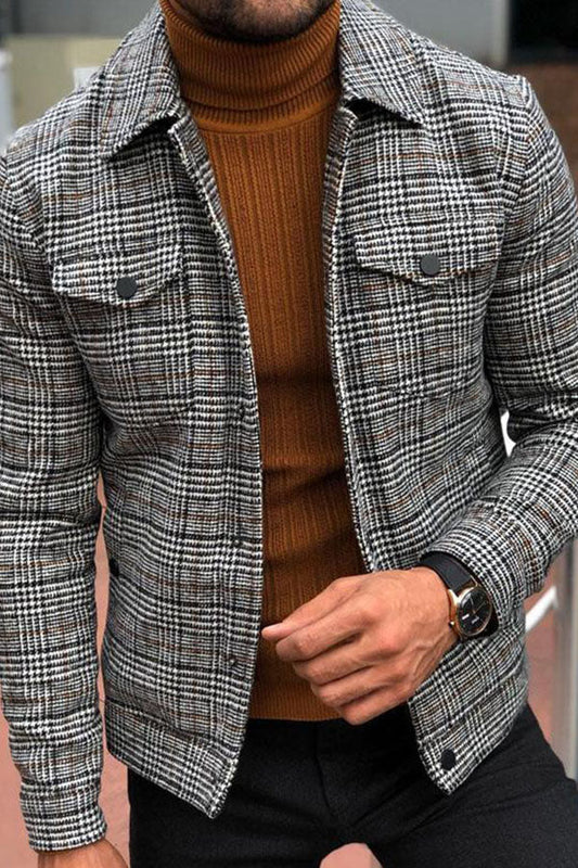 Men's Jacket Male 2021 Slim Casual Fashion Autumn Plaid Men's Outer Jacket
