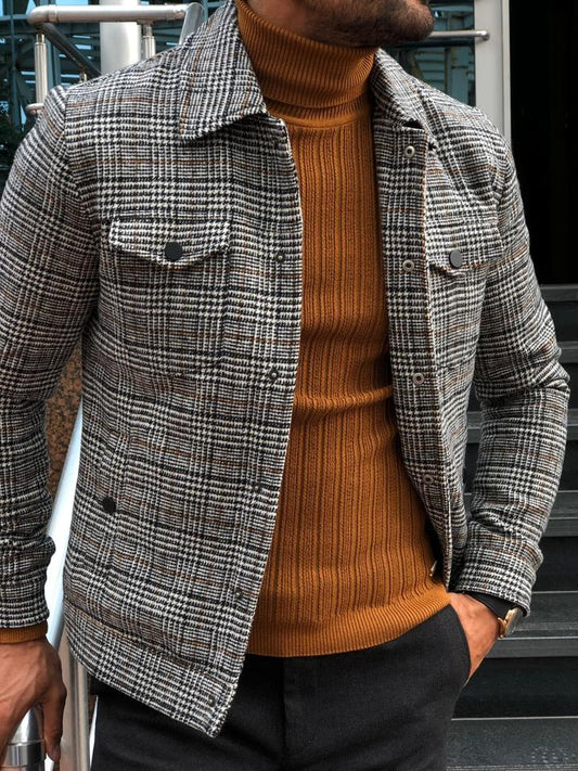 Men's Jacket Male 2021 Slim Casual Fashion Autumn Plaid Men's Outer Jacket