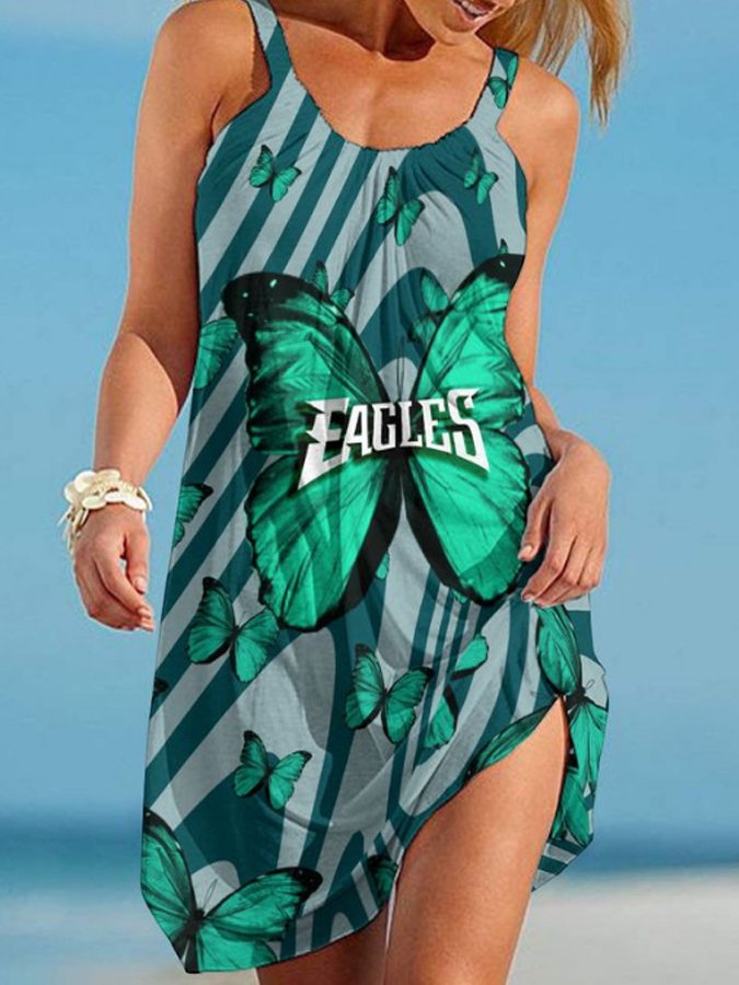Women's Casual Butterfly Print Beach Dress