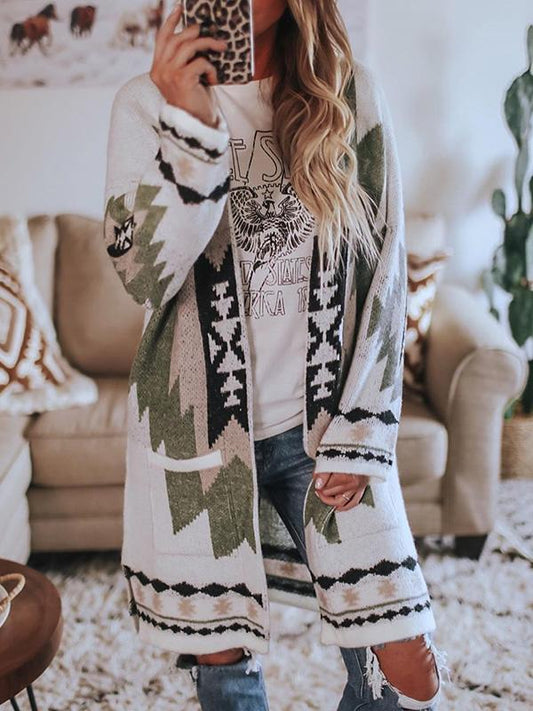 Vintage Tribal Knitted Cardigan Sweater Coat