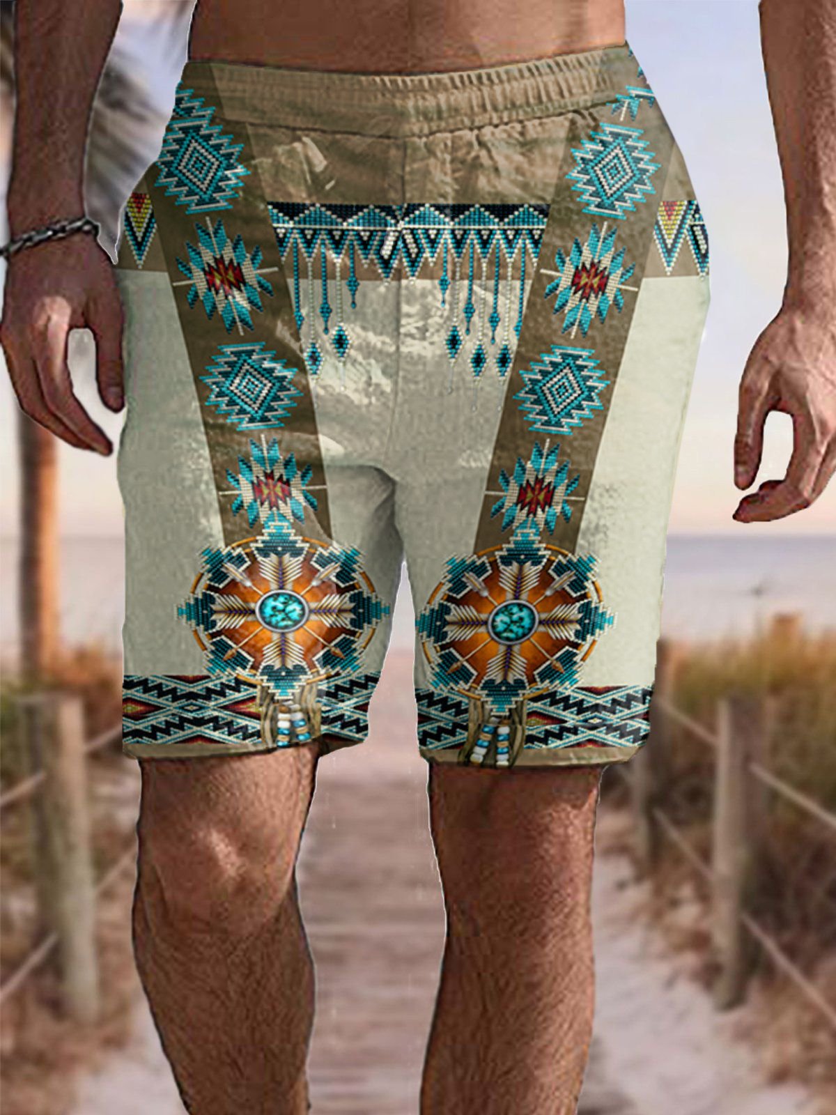 Retro Print Casual Men's Five Points pants