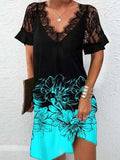 Floral Loosen Casual Short Sleeve Knit Dress
