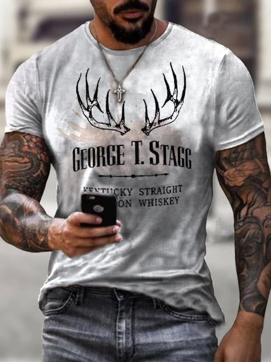 Mens George T STAGG bourbon whiskey print T-shirt