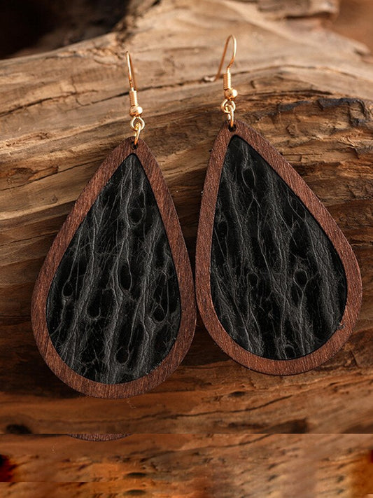 Western Style Leather Retro Embossed Drop Earrings