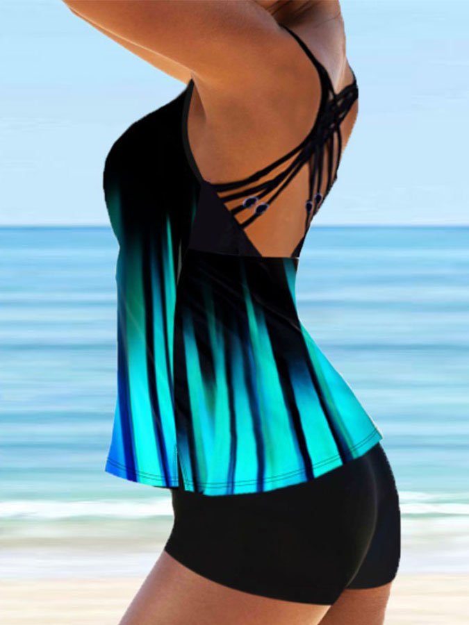 Gradient Print Swimsuit Set
