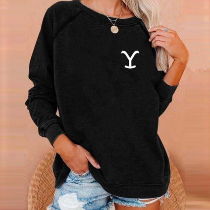 Ladies Letter Print Raglan Sleeve Sweatshirt