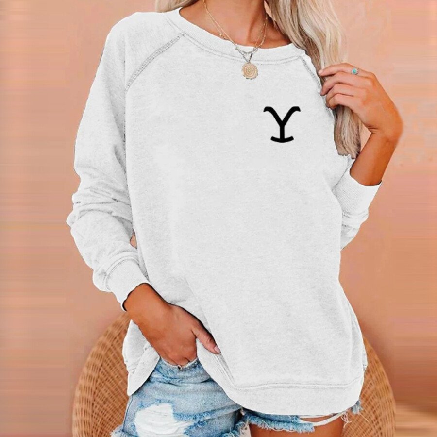 Ladies Letter Print Raglan Sleeve Sweatshirt