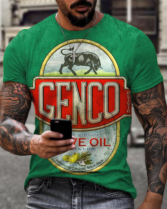 Men's Casual Retro Motorcycle Oil T-Shirt