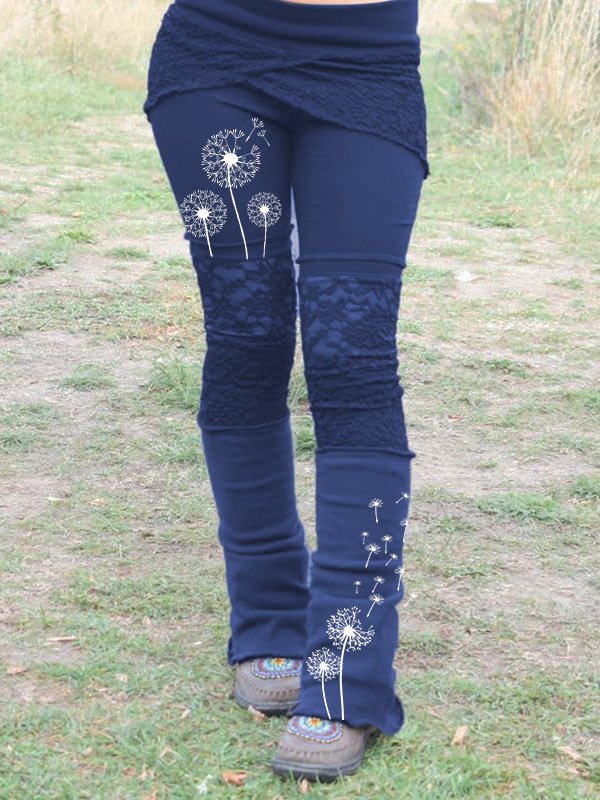 Women's Dandelion Print Retro Pants