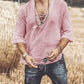 Men's Cotton Linen V-Neck T-Shirt