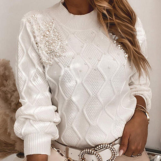 Beaded Decor Long Sleeve Sweater