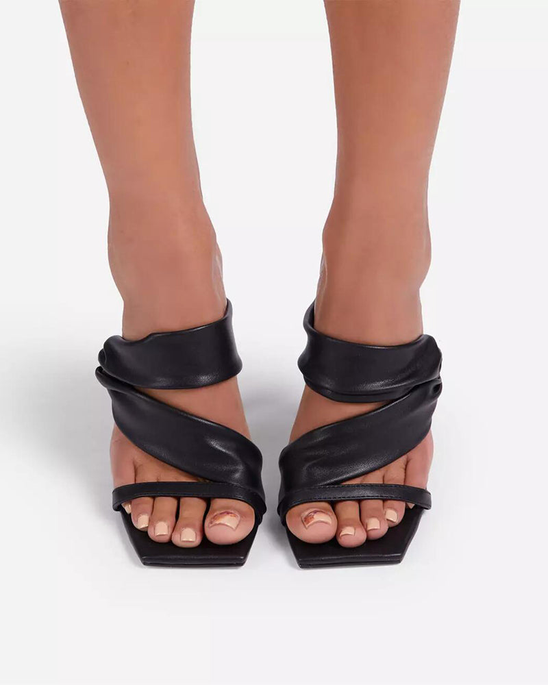 Square heel sandals for women with thin heels and empty heels