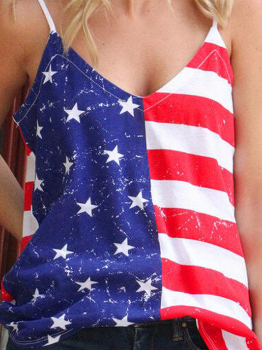 Women's Flag Print Crew Neck Tank Top