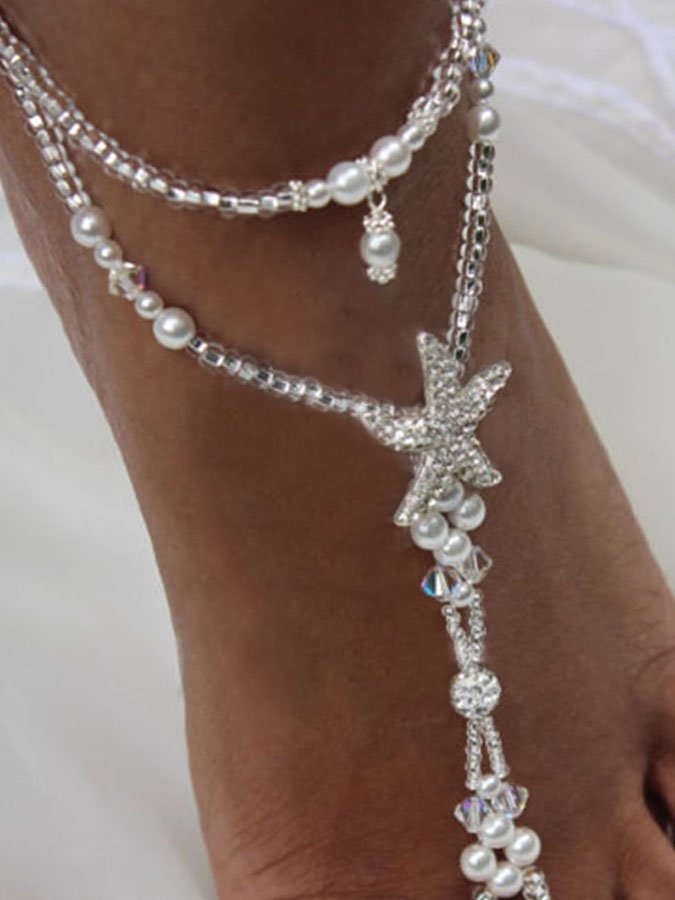 Starfish Pearl Double Anklet 1Pcs