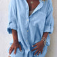 Ladies Cotton Linen Casual Loose Pocket Shirt