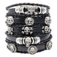 Handmade Beaded Skull Leather Bracelet