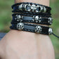 Handmade Beaded Skull Leather Bracelet