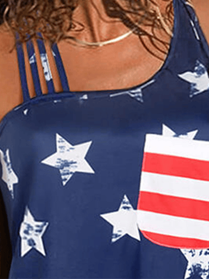 Women's Flag Print Crew Neck Tank Top